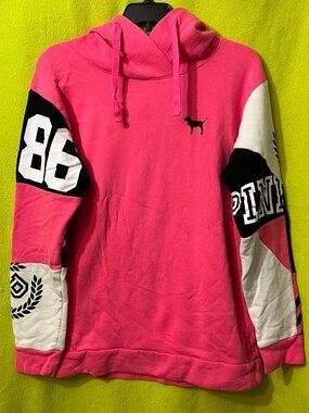 Victoria’s Secret PINK Crossover Campus Hoodie XS logo Colorblock Pullover